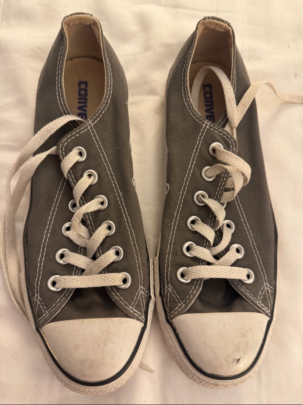 Converse Gray Low Top Canvas Sneakers with White Accents